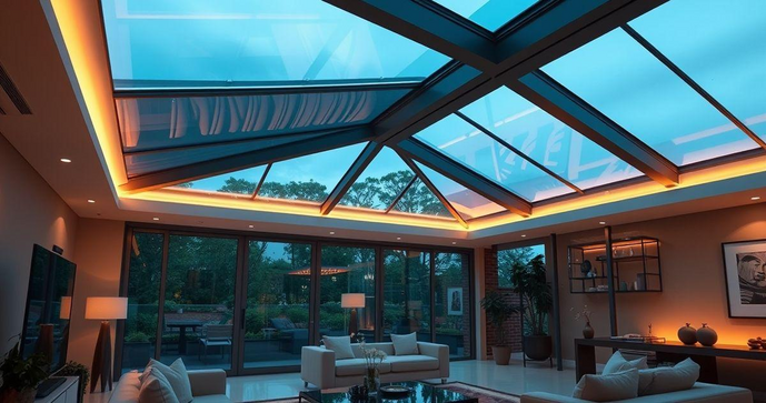 Telhado de vidro automatizado transforma espaços com elegância e praticidade Telhado de vidro automatizado transforma espaços com elegância e praticidade